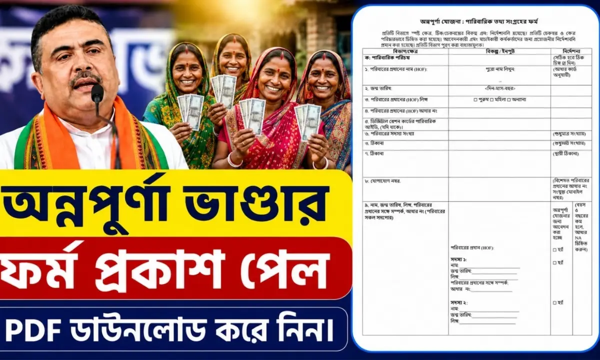অন্নপূর্ণা ভান্ডার ফর্ম pdf | Annapurna Bhandar Form PDF Download
