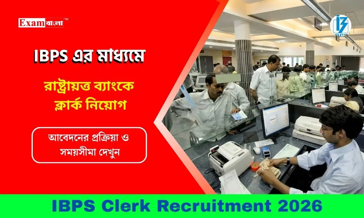 IBPS এর মাধ্যমে রাষ্ট্রায়ত্ত ব্যাংকে ক্লার্ক নিয়োগ, কতদিন আবেদন চলবে?