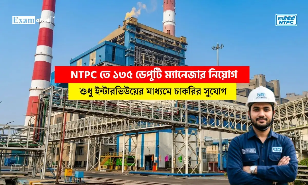 NTPC তে ১৩৫ ডেপুটি ম্যানেজার নিয়োগ, শুধু ইন্টারভিউয়ের মাধ্যমে চাকরির সুযোগ